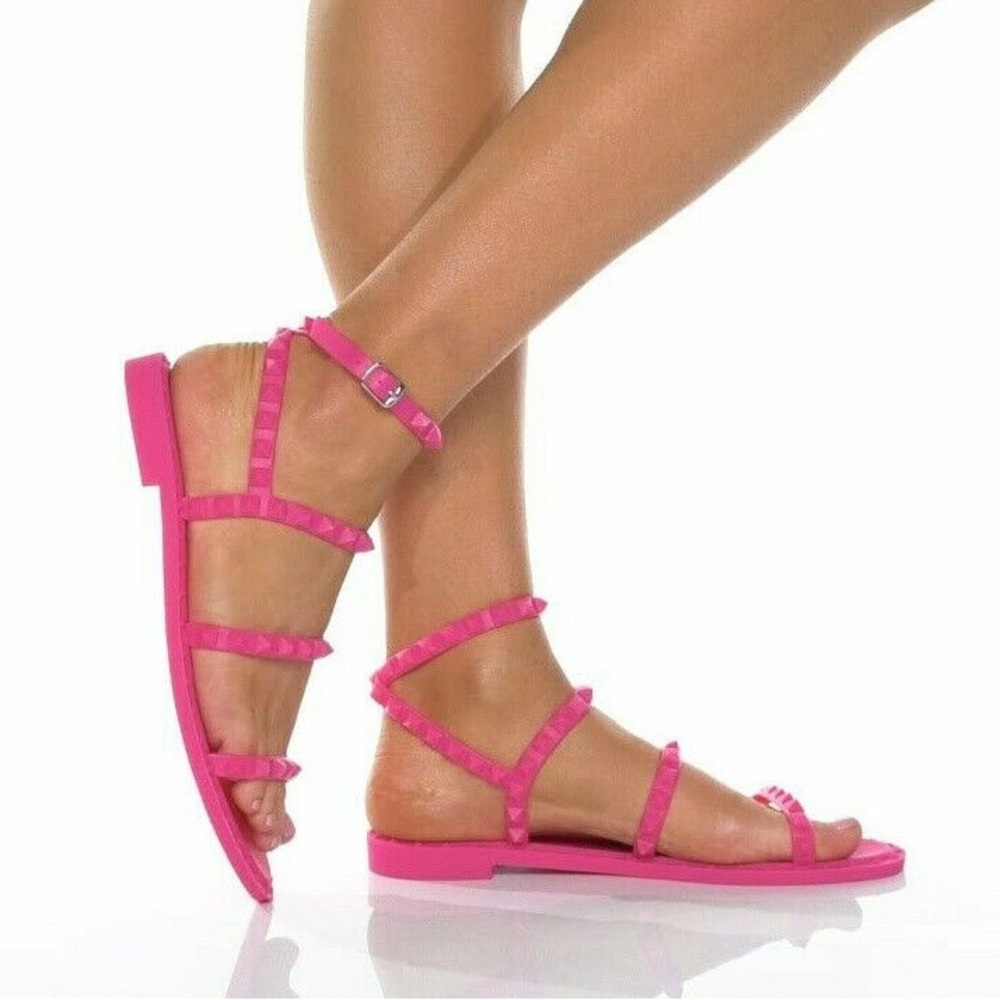 Steve Madden neon hot pink jelly travel gladiator sandals
